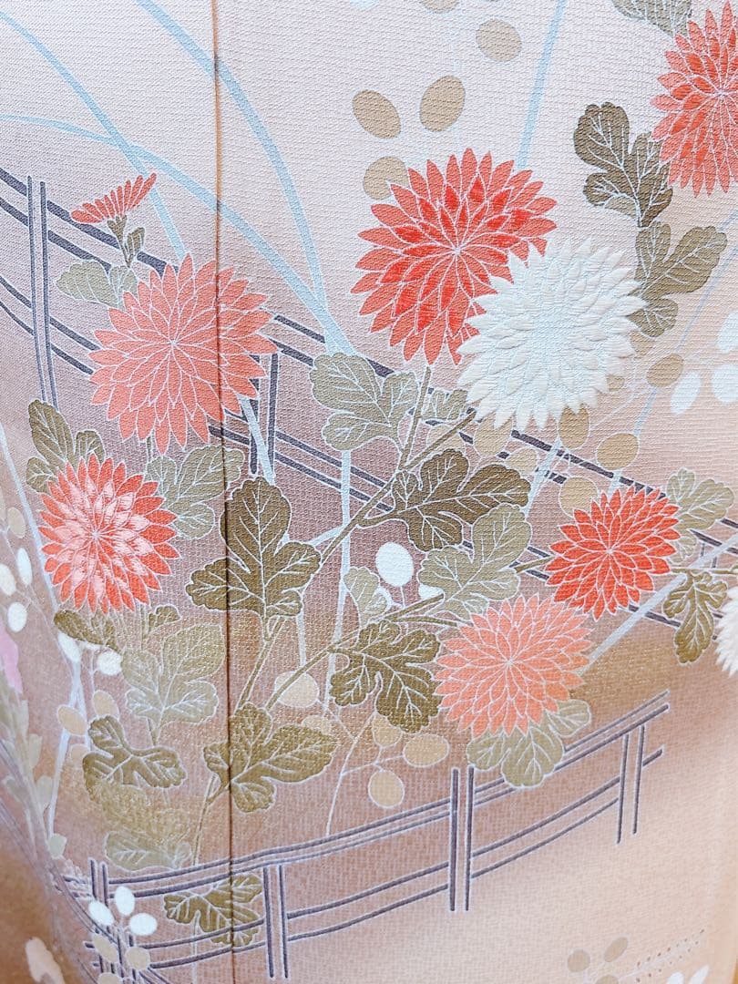 極美品　訪問着　フルセット　裄68 卒業式　入学式　M L 袋帯　ベージュ