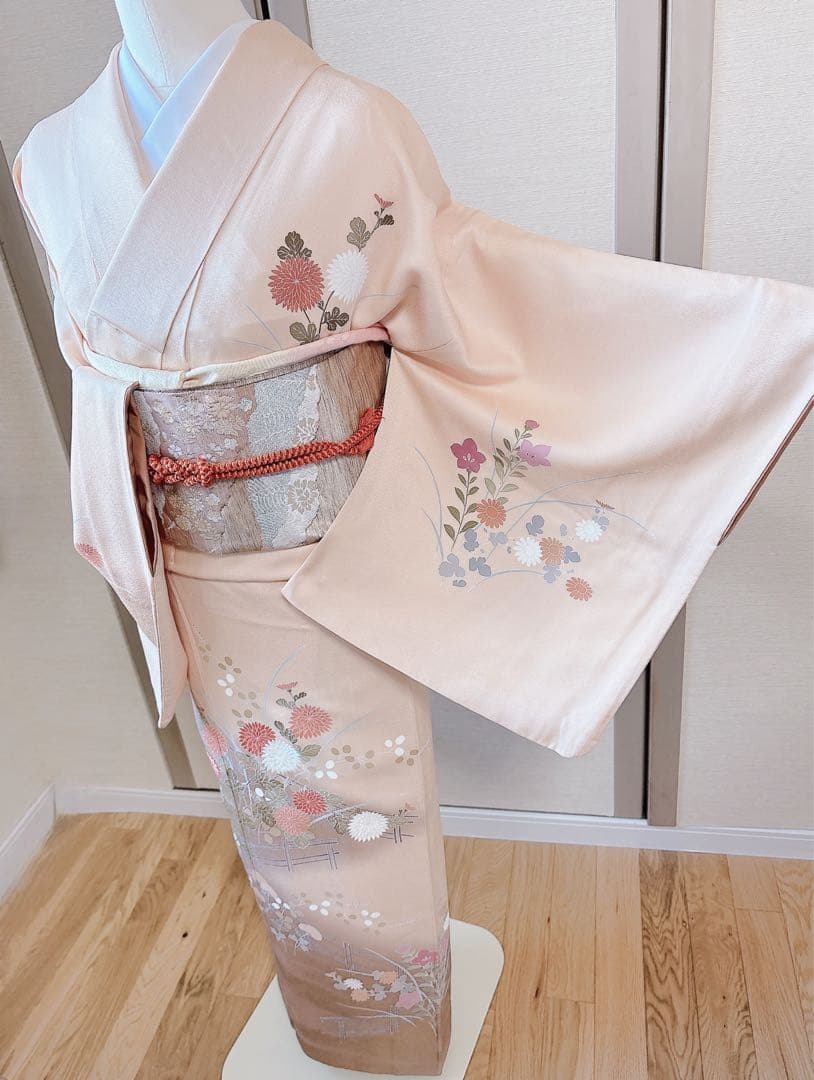 極美品　訪問着　フルセット　裄68 卒業式　入学式　M L 袋帯　ベージュ