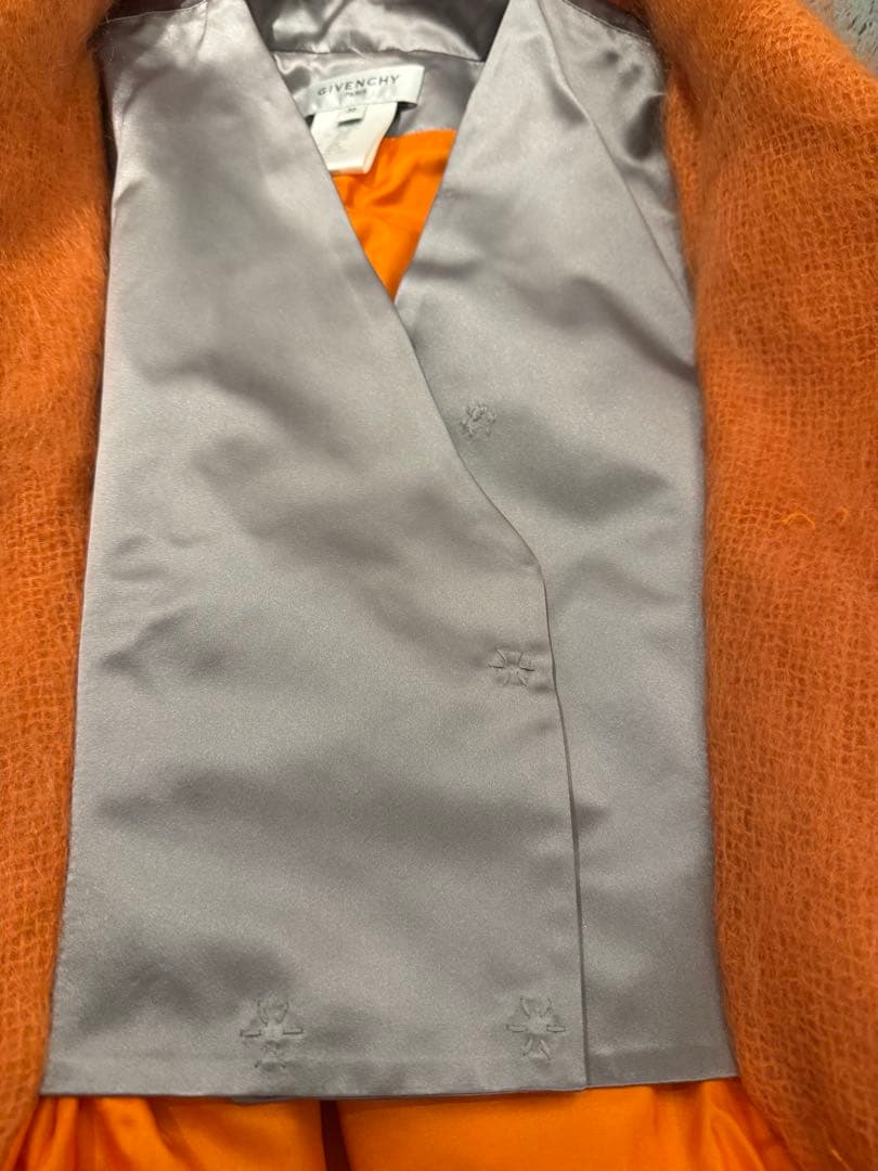 オレンジ ロングコート ベルト付き