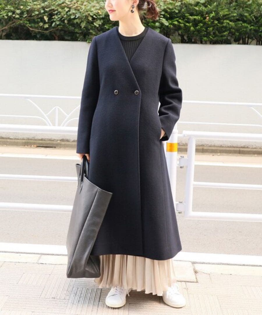 【極美品】IENA LA BOUCLE モッサーVネック フレアコート　ウール