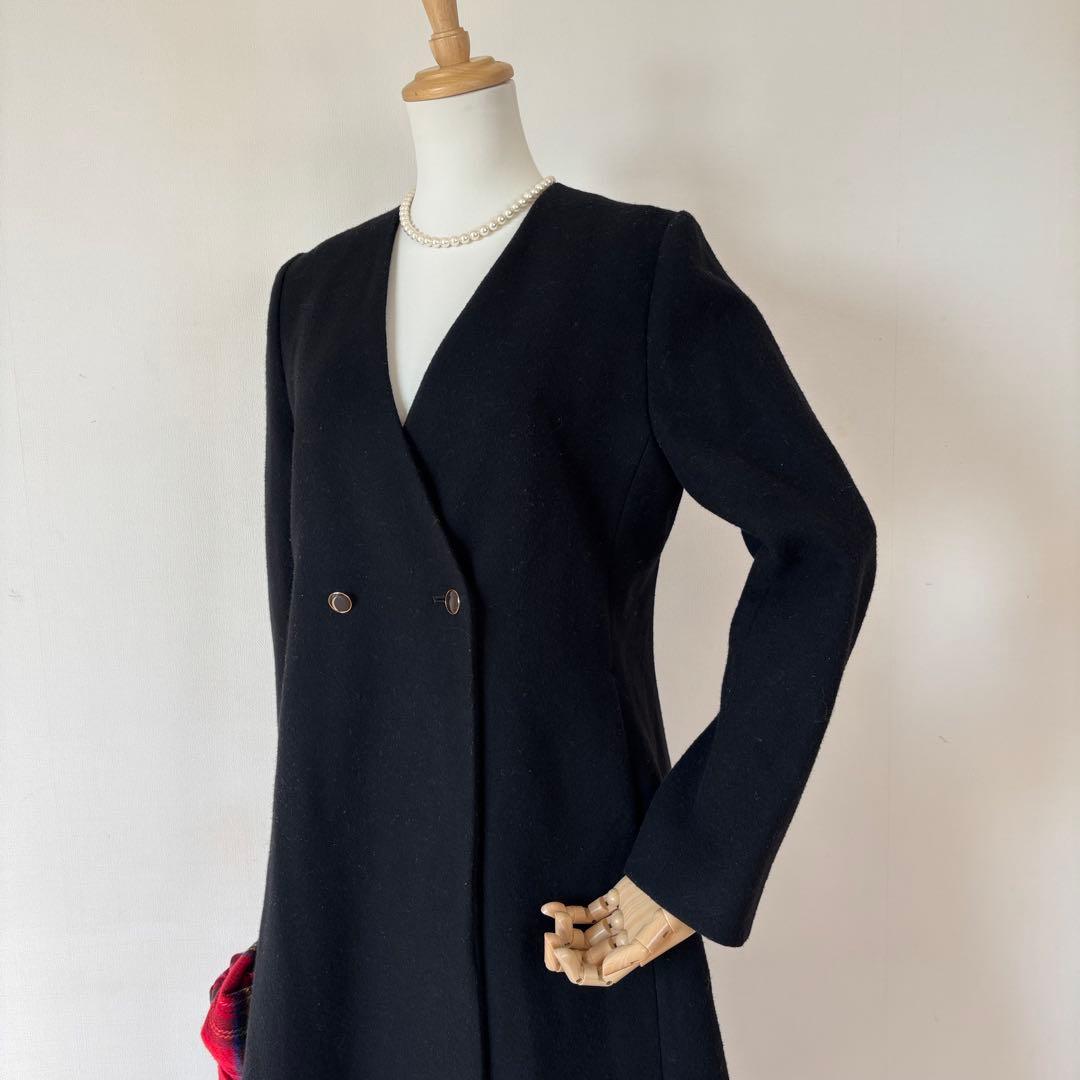 【極美品】IENA LA BOUCLE モッサーVネック フレアコート　ウール