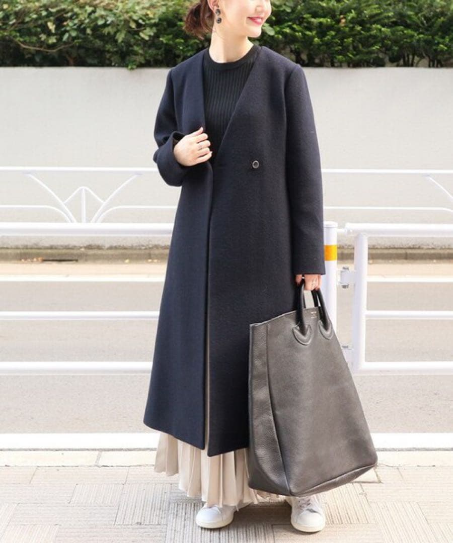 【極美品】IENA LA BOUCLE モッサーVネック フレアコート　ウール