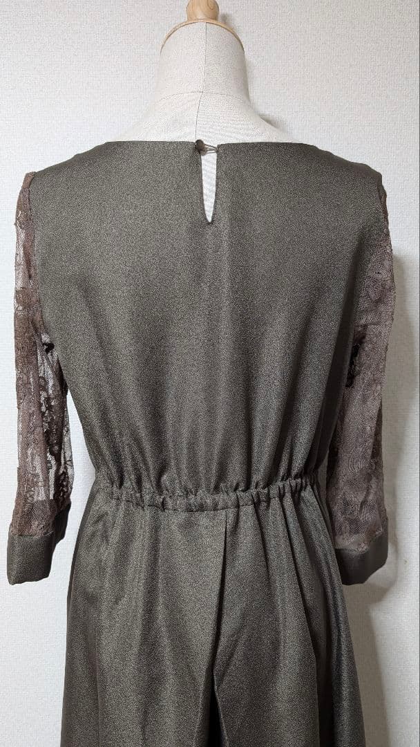 【極美品】pour vous　バックプリーツ＆レース ロングワンピース