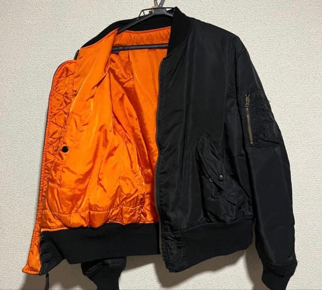 MA-1スタイル リバーシブル　ブラック　オレンジ　ジャケット