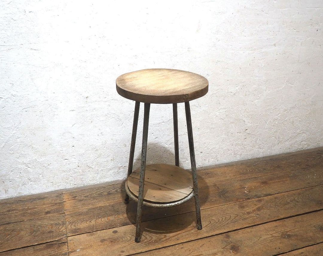 1327 ビンテージ　古い鉄脚の陳列台　展示台　花台　ガーデン　レトロ　テーブル