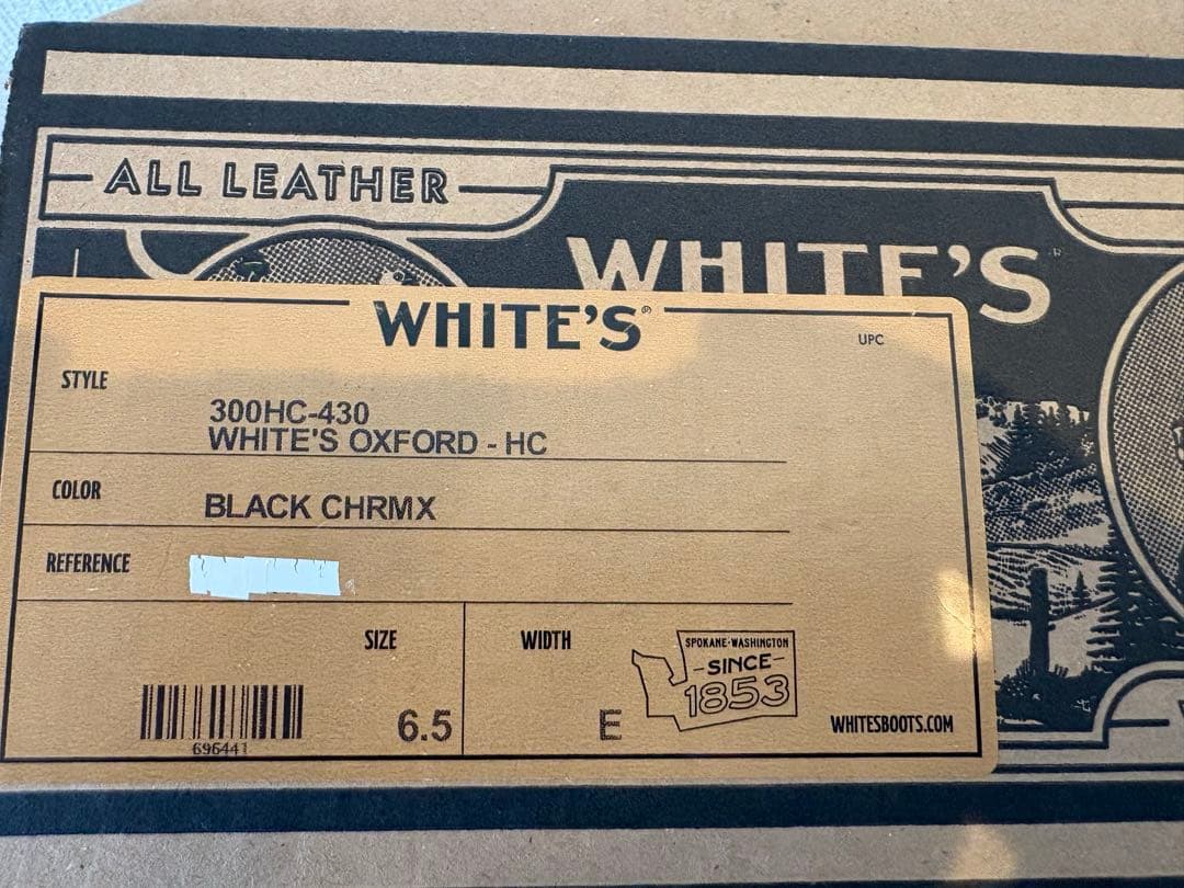 WHITES ブラックレザーシューズ　サイズ6.5 E