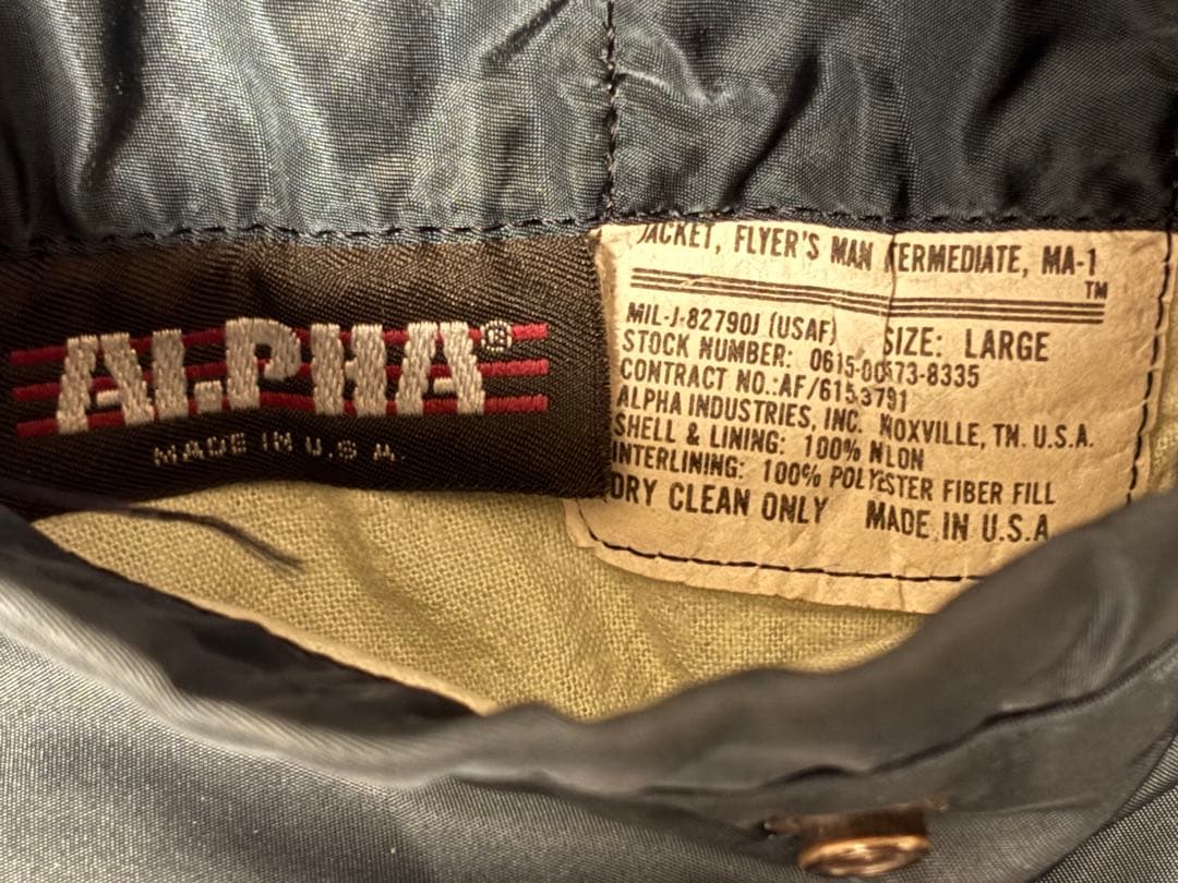 アルファインダストリーズ USA ALPHA MA-1 フライトジャケット
