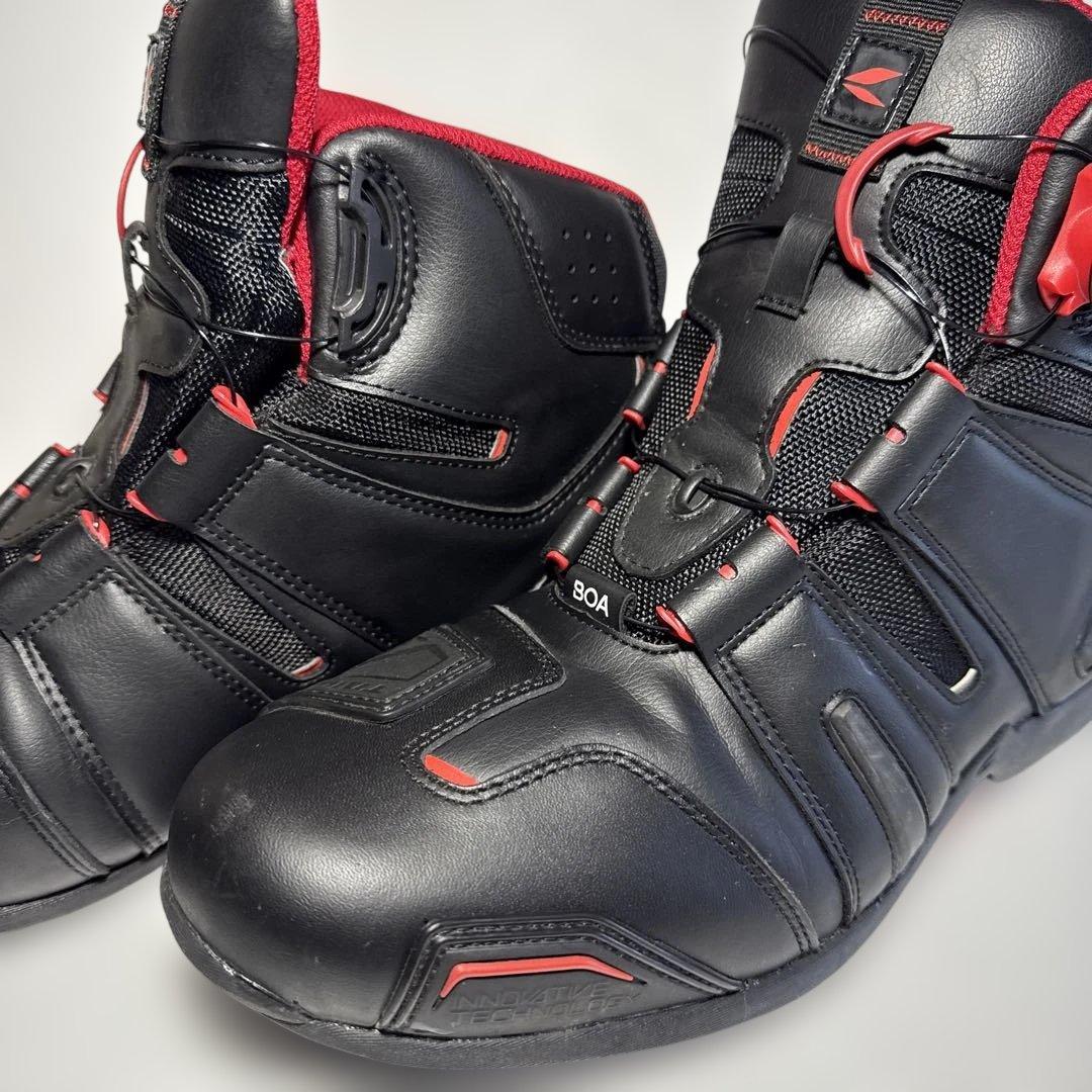 【無】TAICHI バイクシューズ ブラック/レッド27.0センチ