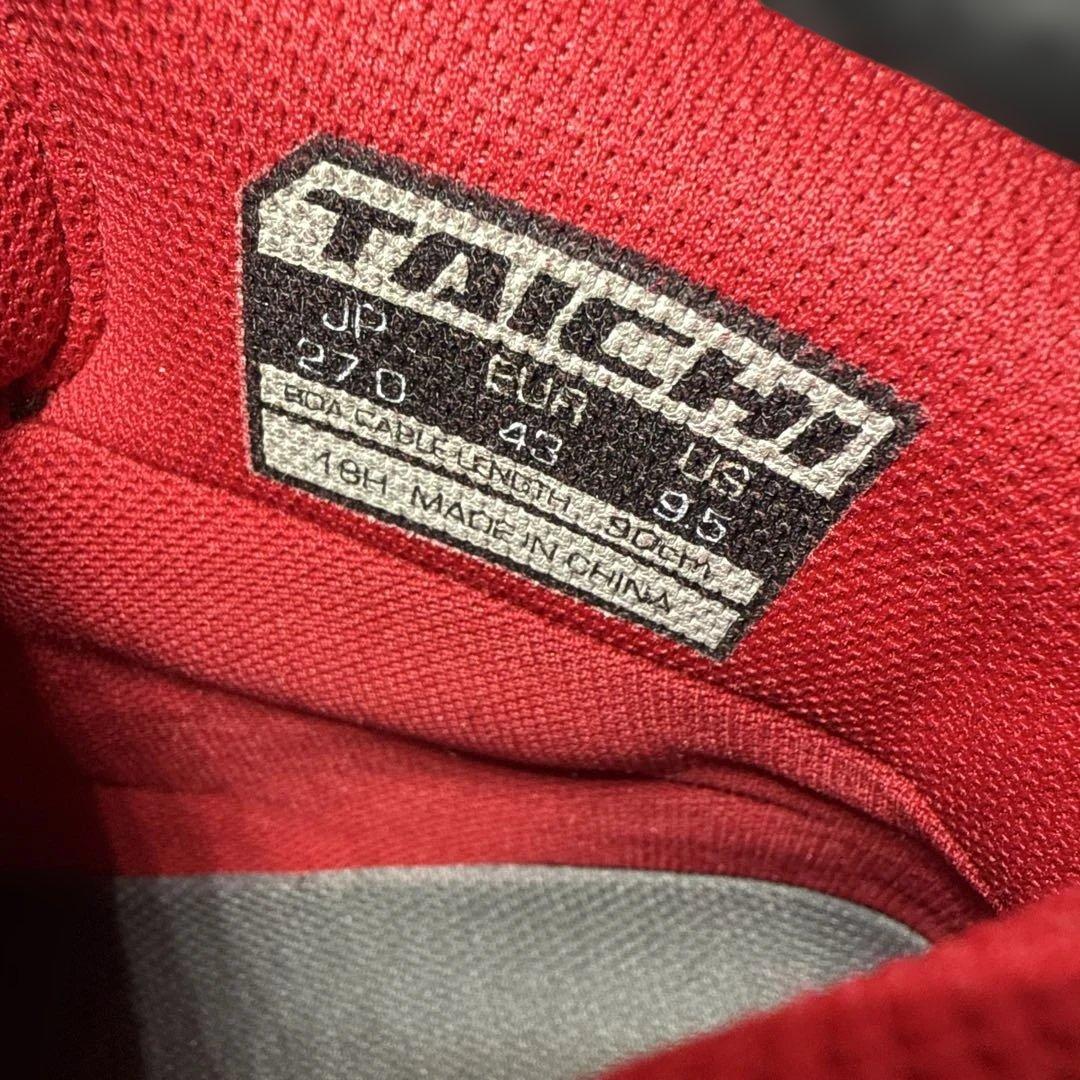 【無】TAICHI バイクシューズ ブラック/レッド27.0センチ