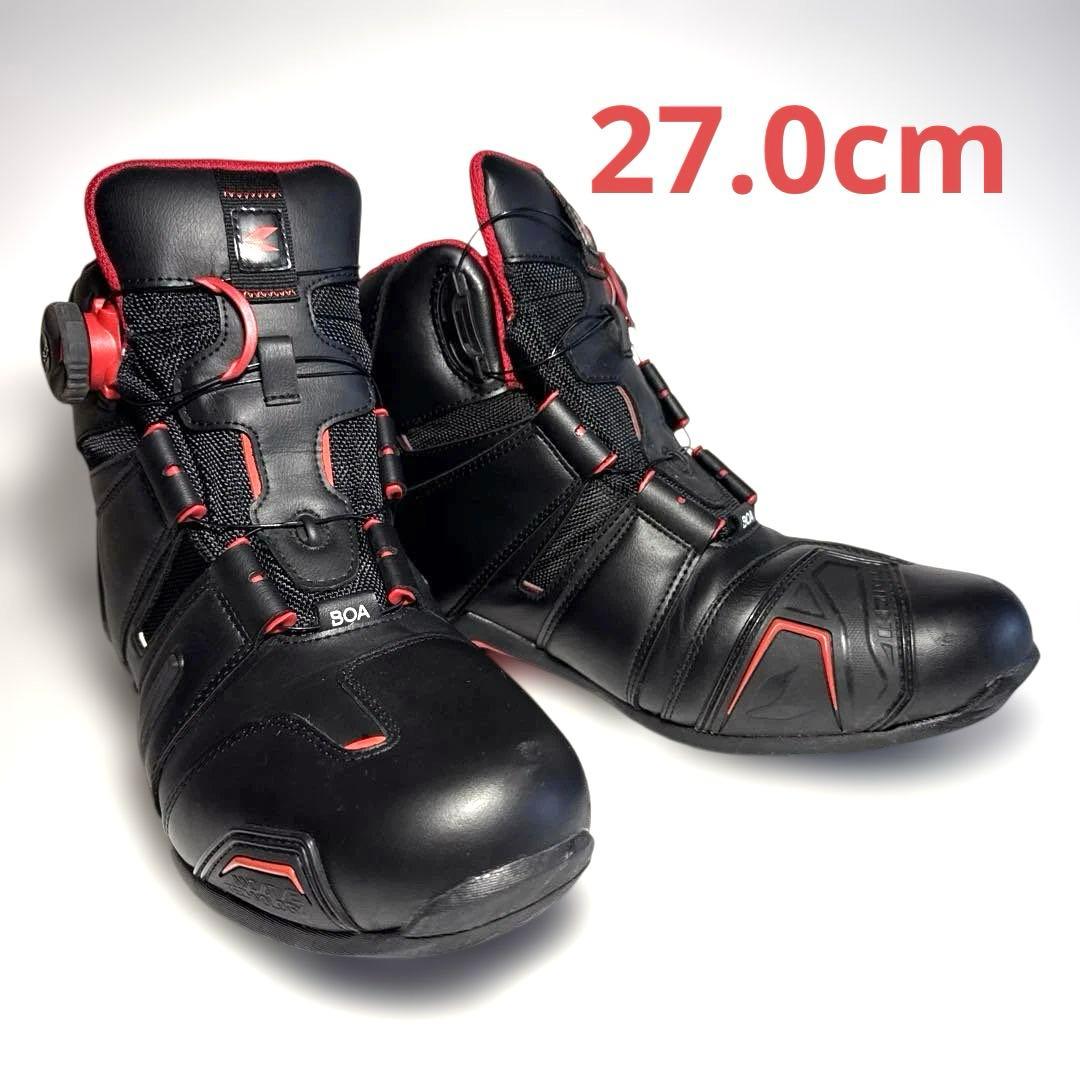 【無】TAICHI バイクシューズ ブラック/レッド27.0センチ