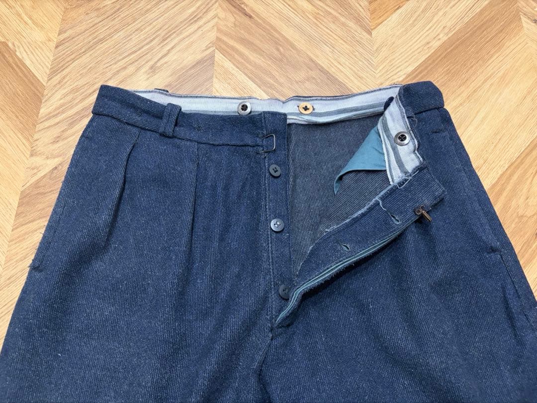 40s〜50s フレンチ インディゴ ウール ツータック スラックス フランス