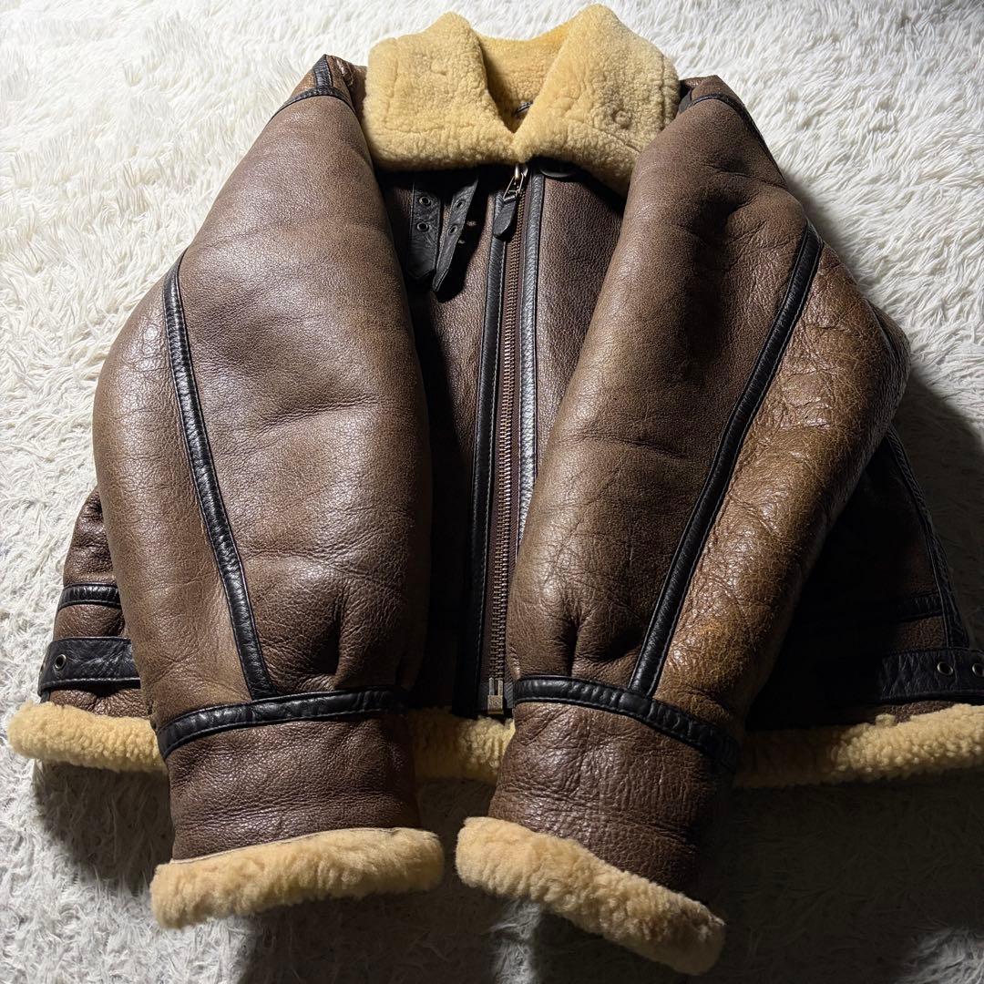 【雰囲気抜群】VINTAGE B-3 羊革　ムートン　ブラウン　韓国製　M