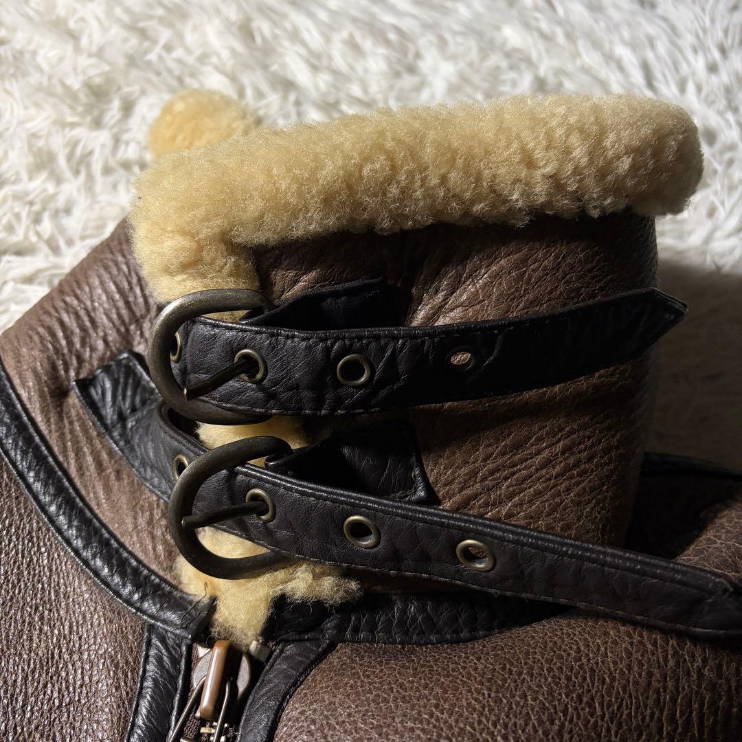 【雰囲気抜群】VINTAGE B-3 羊革　ムートン　ブラウン　韓国製　M