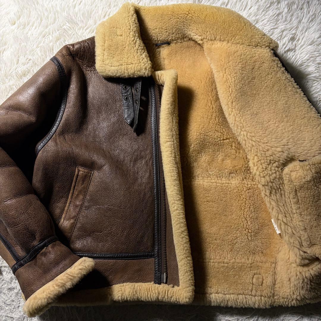 【雰囲気抜群】VINTAGE B-3 羊革　ムートン　ブラウン　韓国製　M