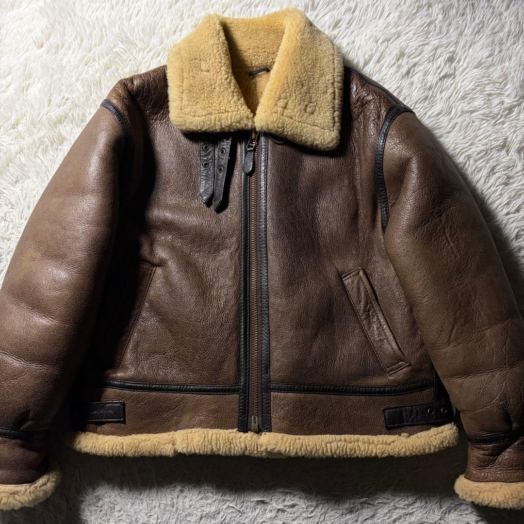 【雰囲気抜群】VINTAGE B-3 羊革　ムートン　ブラウン　韓国製　M