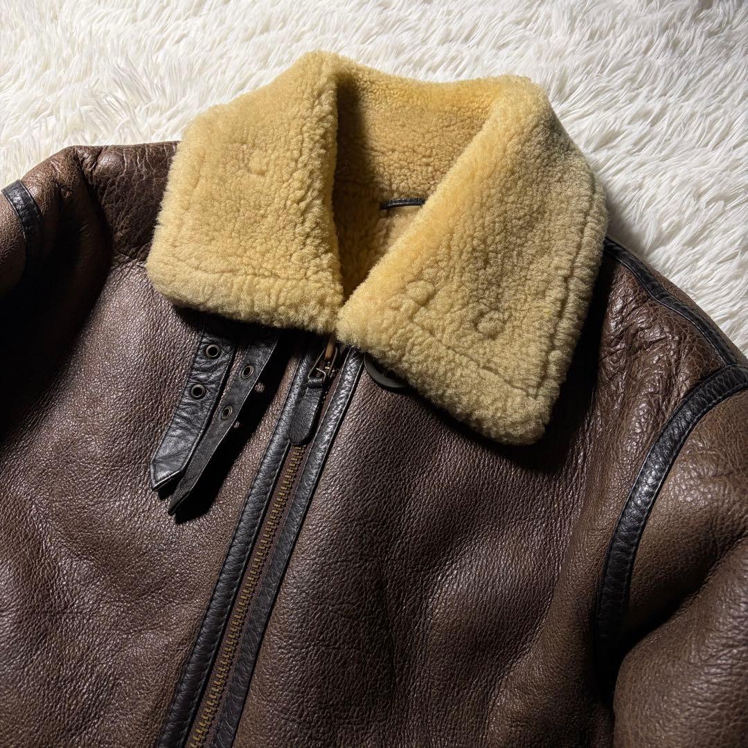 【雰囲気抜群】VINTAGE B-3 羊革　ムートン　ブラウン　韓国製　M