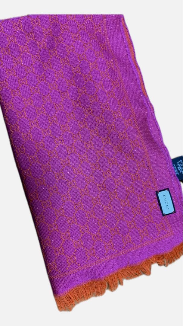 レア‼️今だけ値下げ‼️GUCCI ピンクオレンジ マフラー ほぼ未使用