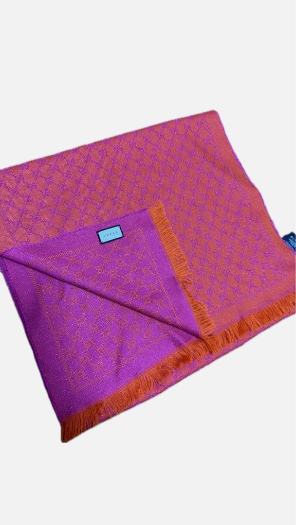 レア‼️今だけ値下げ‼️GUCCI ピンクオレンジ マフラー ほぼ未使用