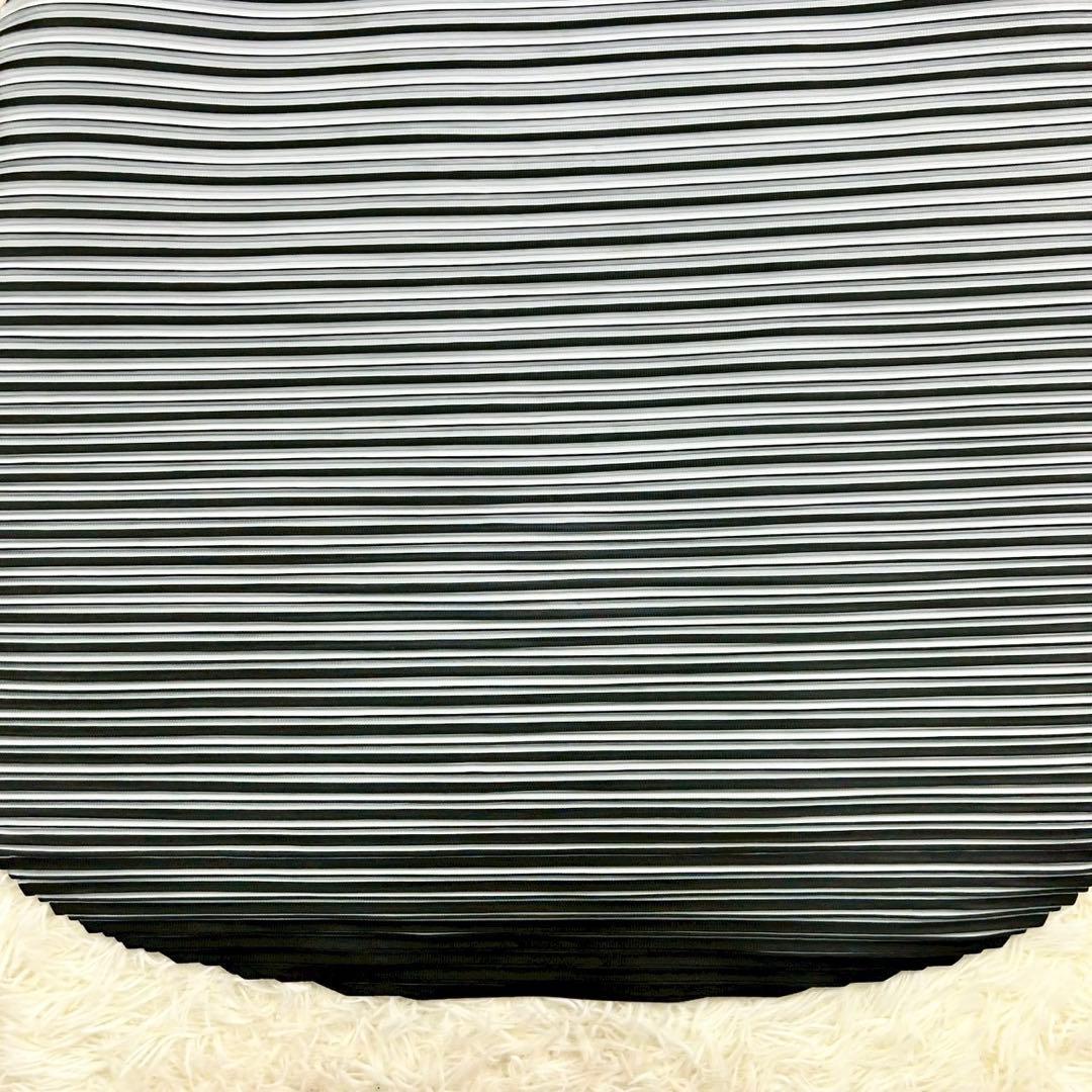 良品　プリーツプリーズ　チュニック　総プリーツ　ストライプ　グレー　3