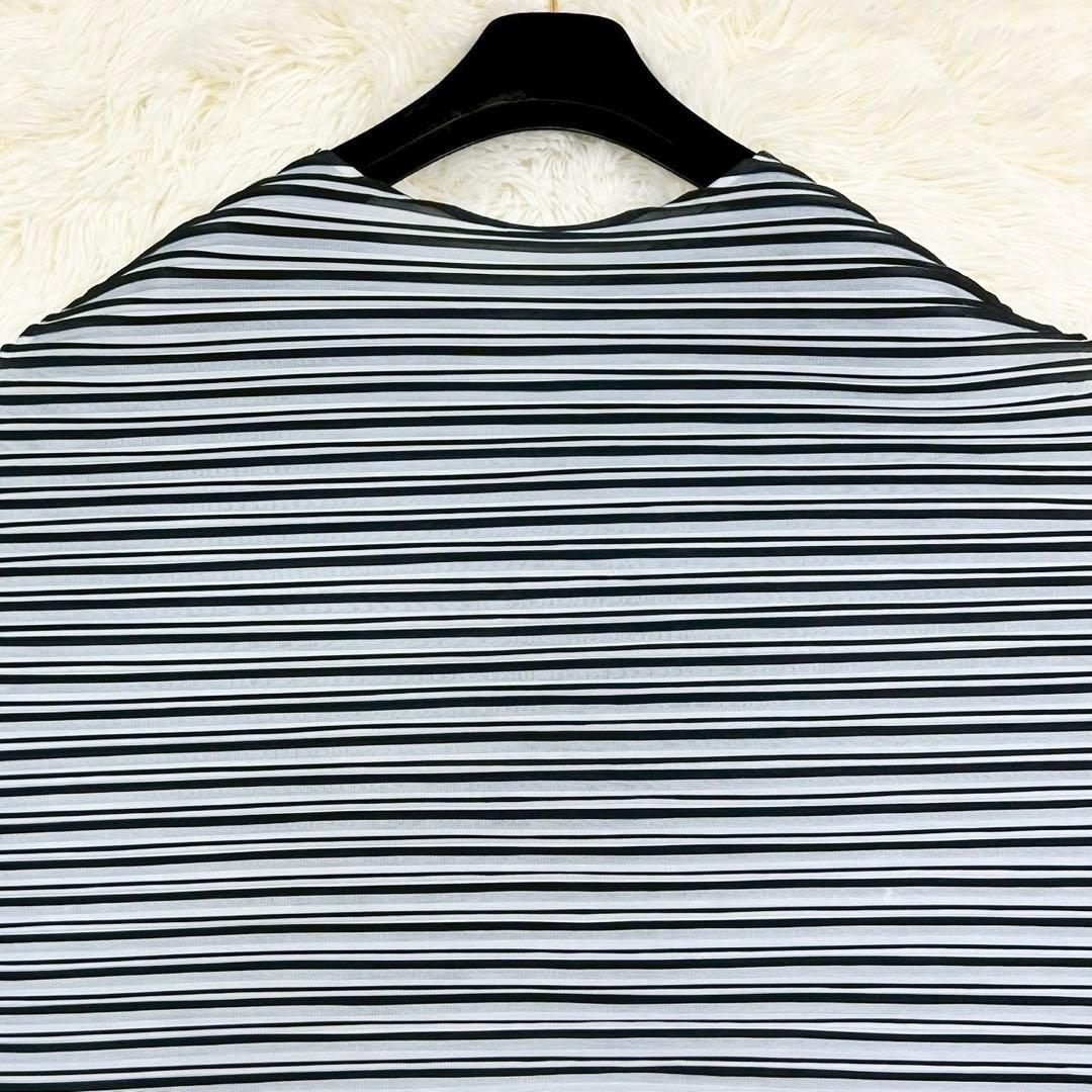 良品　プリーツプリーズ　チュニック　総プリーツ　ストライプ　グレー　3