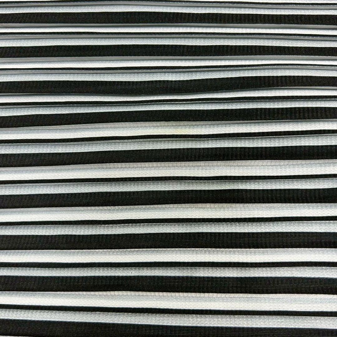 良品　プリーツプリーズ　チュニック　総プリーツ　ストライプ　グレー　3