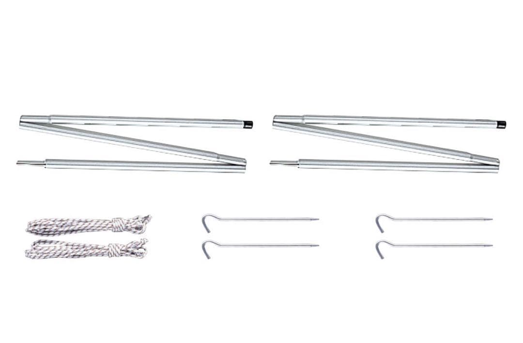 ランドネストシェルター本体、マットシートセット、ルーフシート、ポールセット。