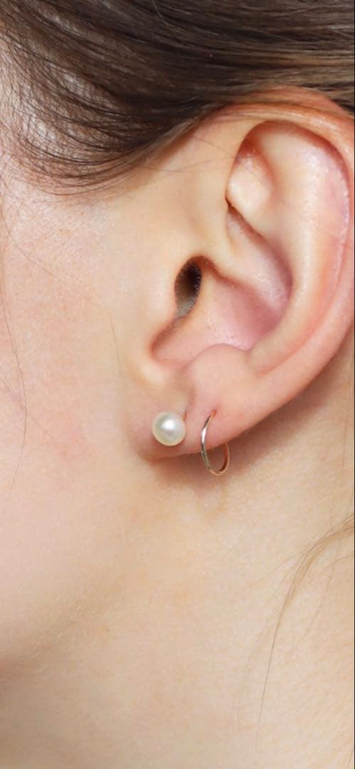 mimi33 10金　淡水パール　フープピアス ゴールド