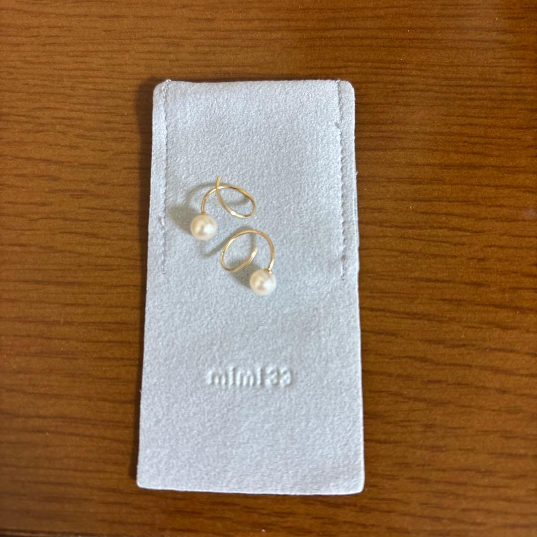 mimi33 10金　淡水パール　フープピアス ゴールド
