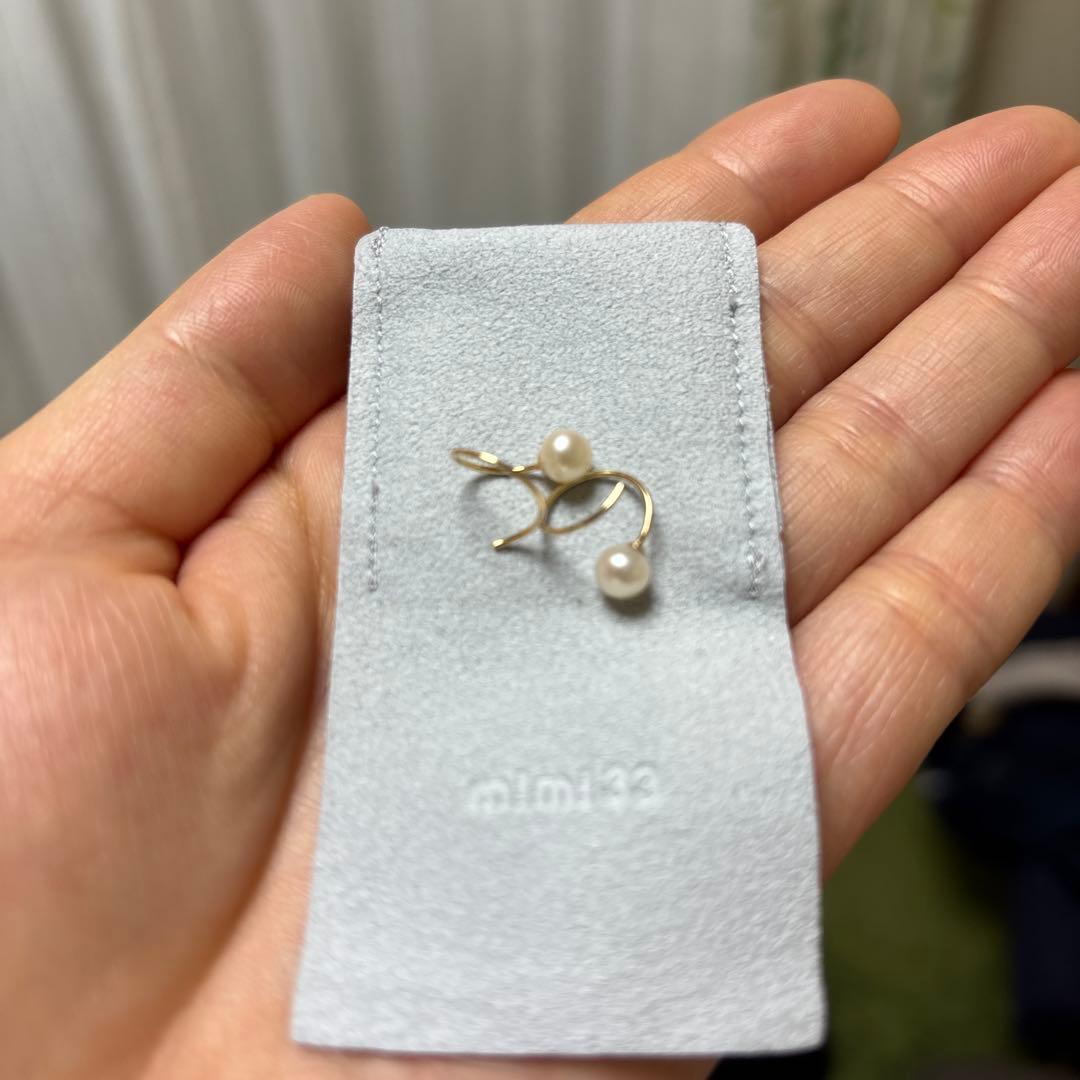 mimi33 10金　淡水パール　フープピアス ゴールド