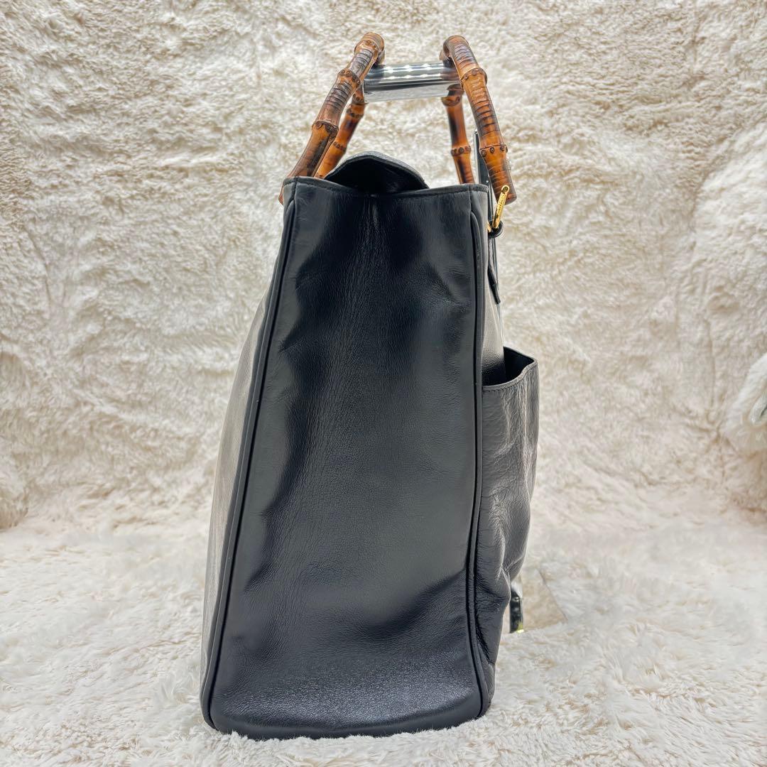 ✨美品✨GUCCI ハンドバック レザー 黒 ビジネスバック バンブー
