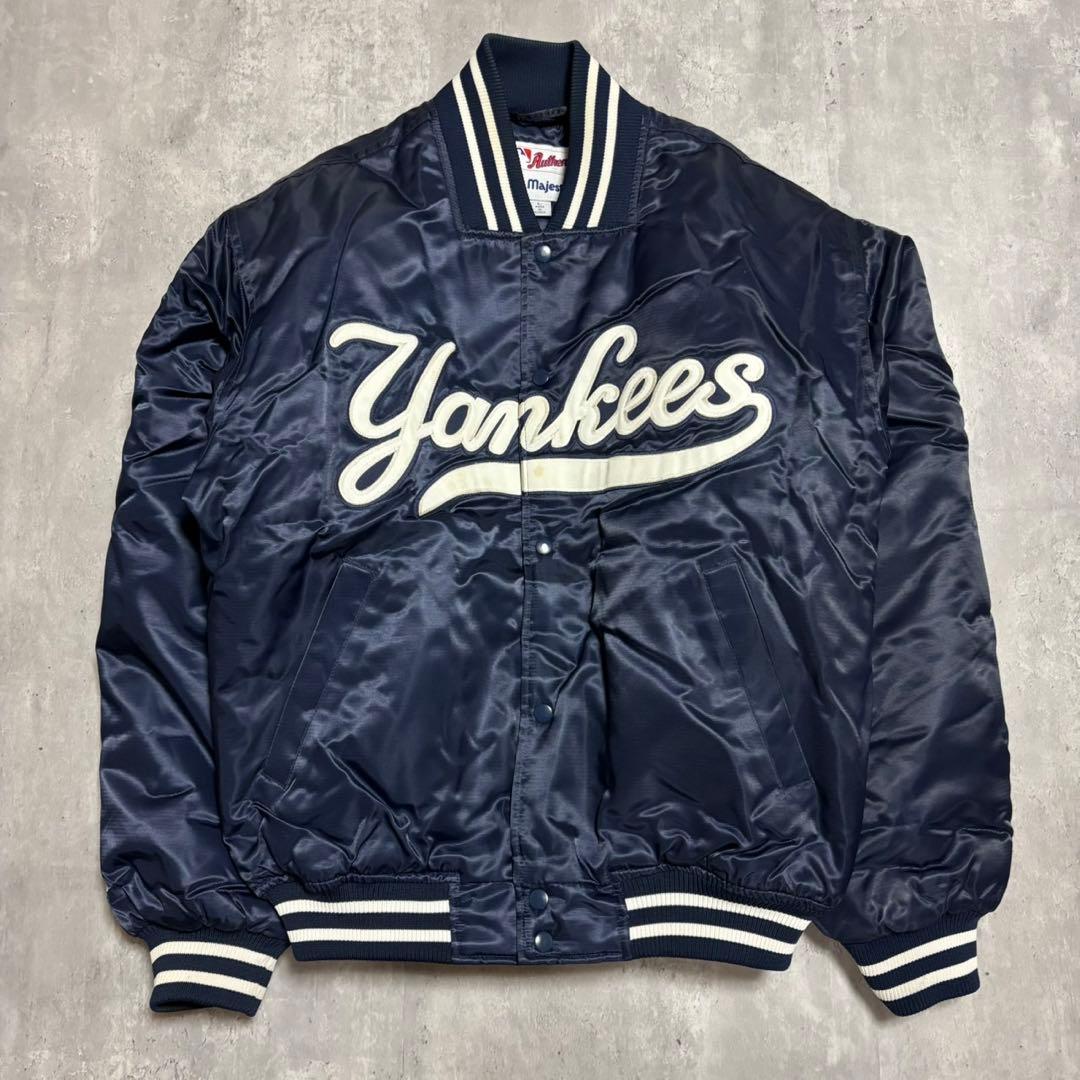 00's majestic ヤンキース　スタジャン　ネイビー　Lサイズ