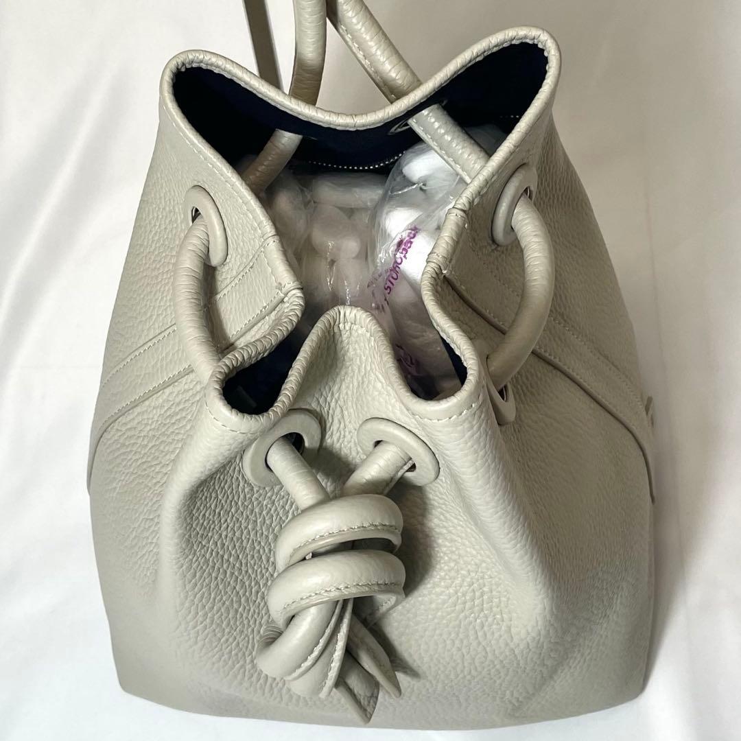 【美品】ヴァジック ボンド ナノ ショルダーバッグ 巾着型 2way アイボリー