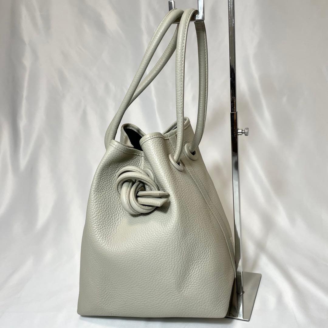 【美品】ヴァジック ボンド ナノ ショルダーバッグ 巾着型 2way アイボリー