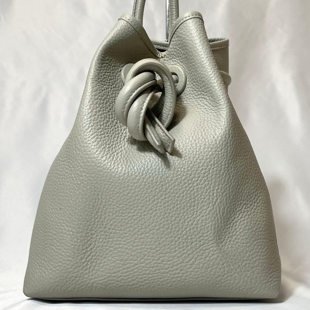 【美品】ヴァジック ボンド ナノ ショルダーバッグ 巾着型 2way アイボリー