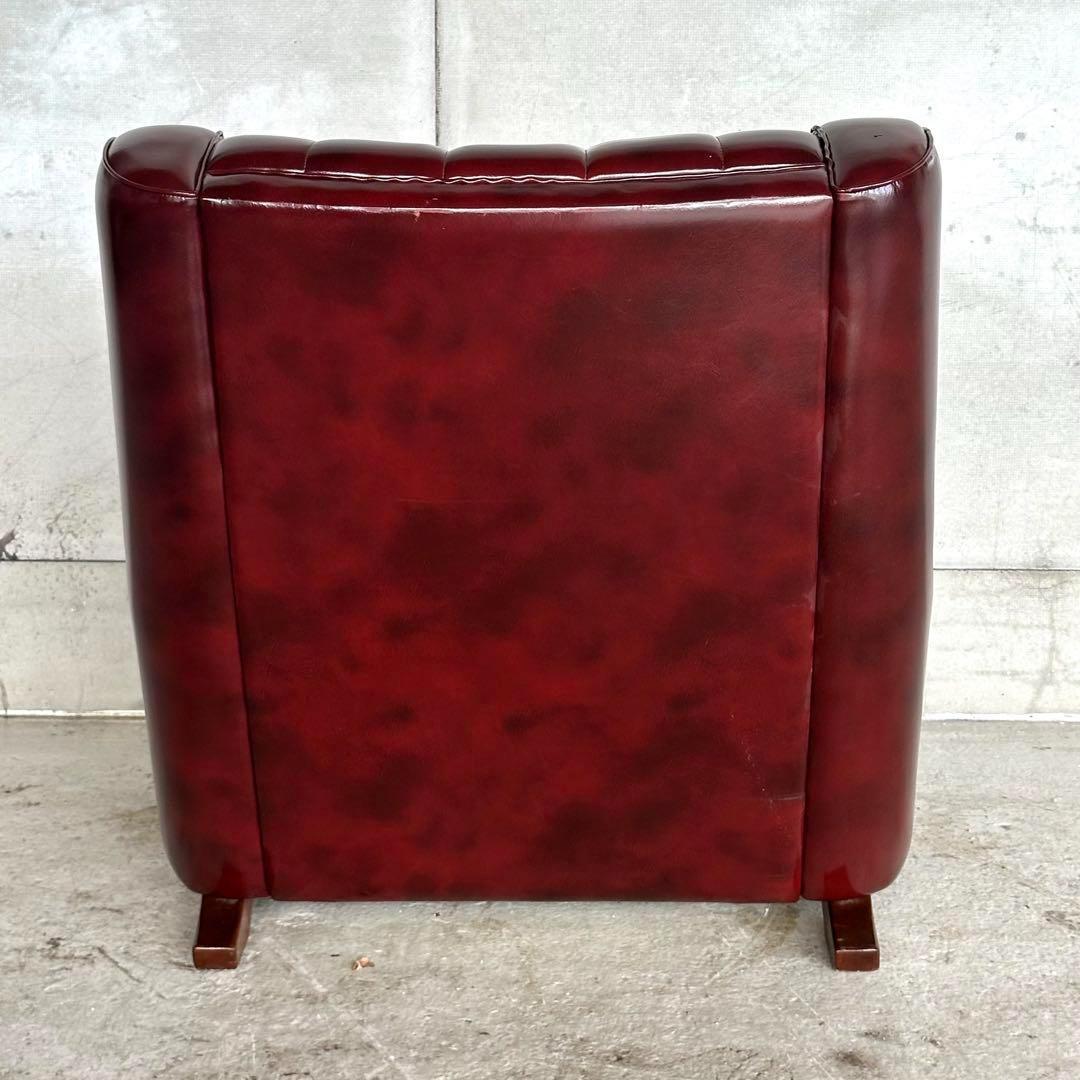 ヴィンテージ　80s〜90s ミッドセンチュリー調 ウイングバック合皮ソファー