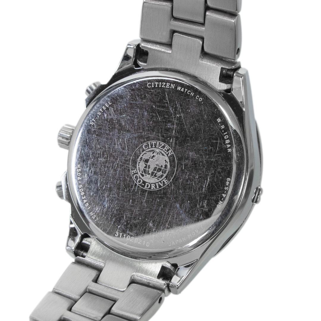 シチズン 腕時計 ソーラー 3針 レディース 白 クロノグラフ シェル盤 ロゴ