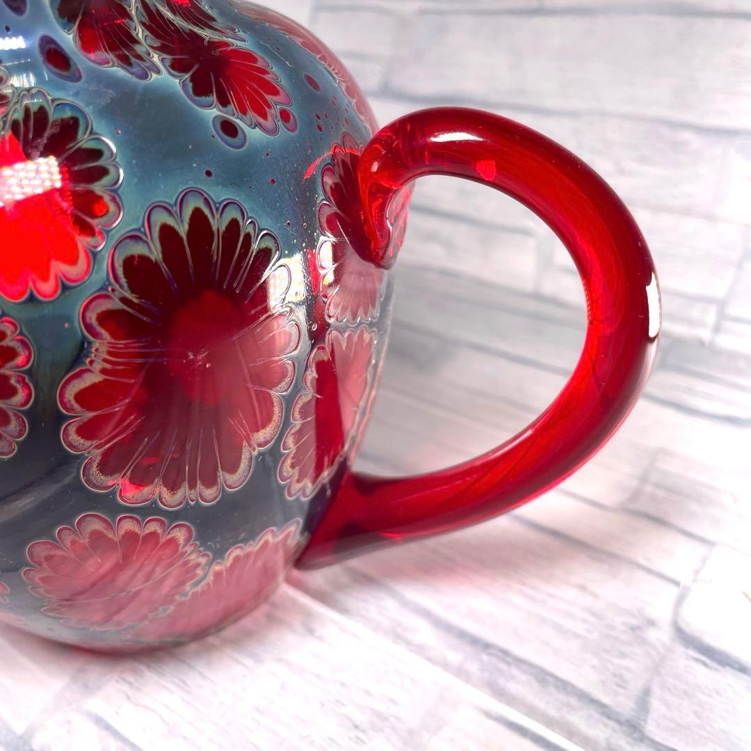 玻璃の匠　吉田 勝美 花模様 ガラス/硝子水注　茶道具　煎茶道具マルティグラス