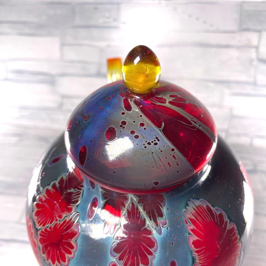 玻璃の匠　吉田 勝美 花模様 ガラス/硝子水注　茶道具　煎茶道具マルティグラス