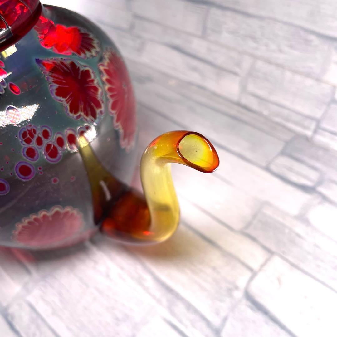 玻璃の匠　吉田 勝美 花模様 ガラス/硝子水注　茶道具　煎茶道具マルティグラス