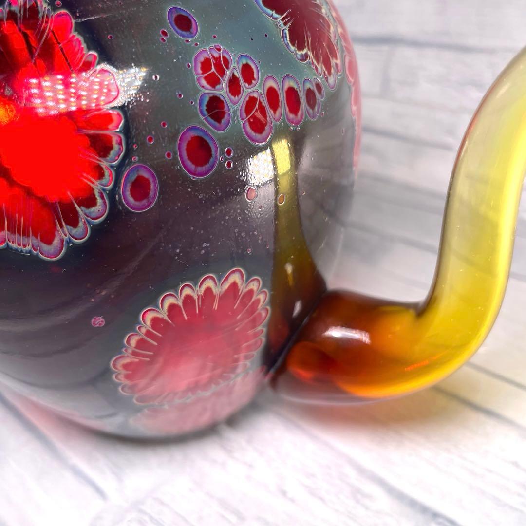 玻璃の匠　吉田 勝美 花模様 ガラス/硝子水注　茶道具　煎茶道具マルティグラス