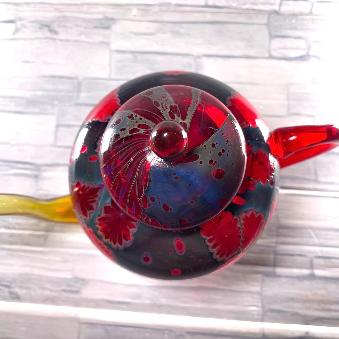 玻璃の匠　吉田 勝美 花模様 ガラス/硝子水注　茶道具　煎茶道具マルティグラス