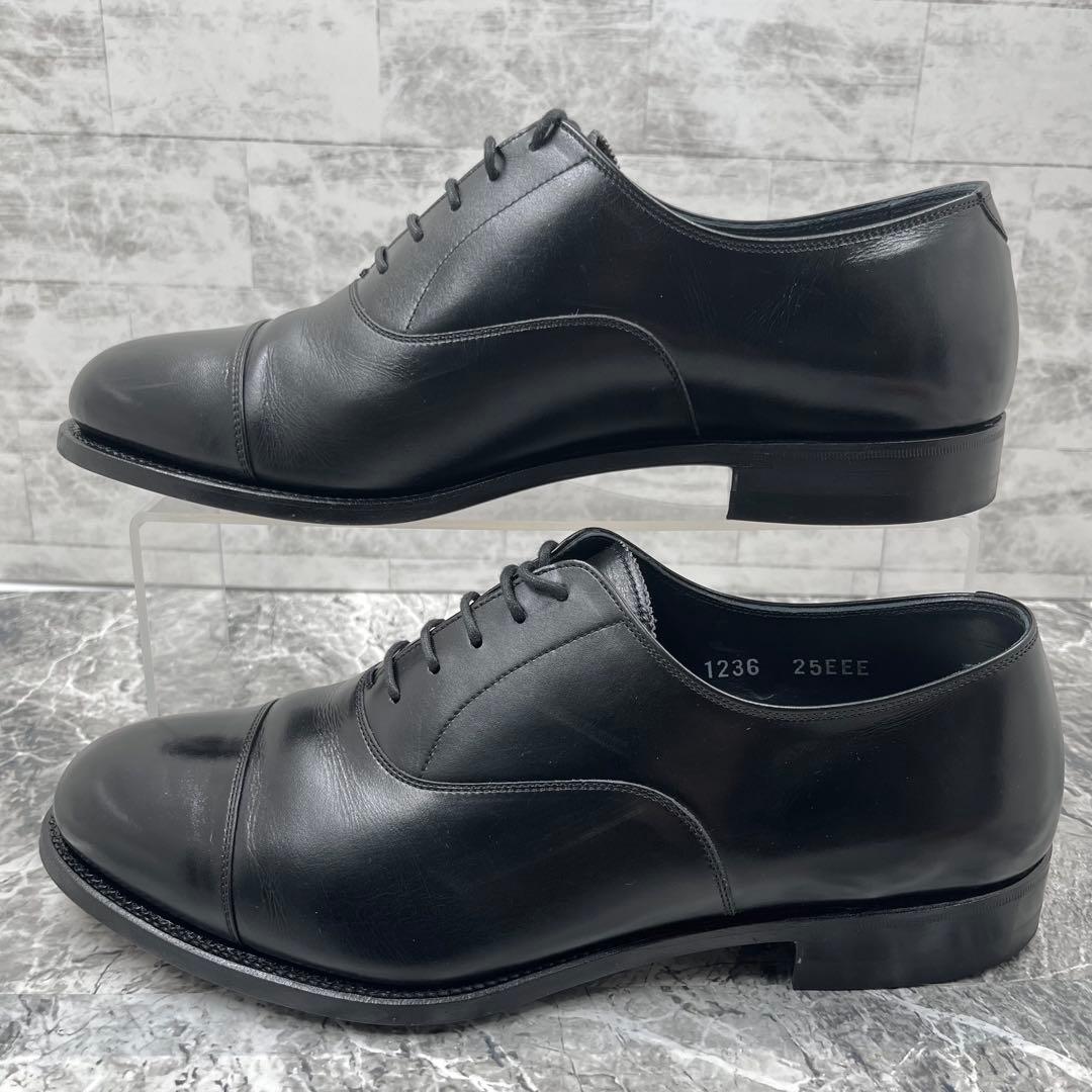 美品 スコッチグレイン ドレスシューズ 25 3E キャップトゥ 革靴 ブラック