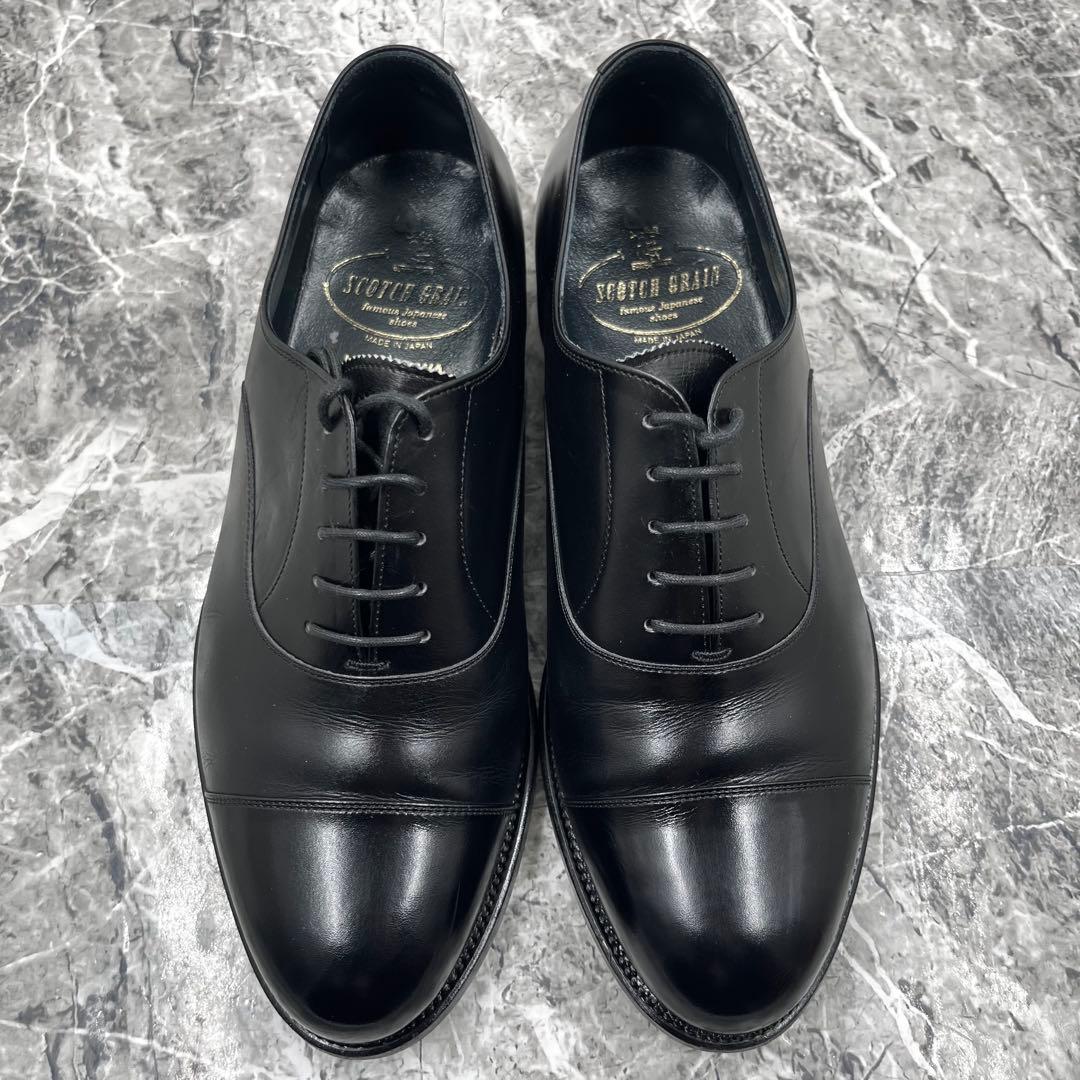 美品 スコッチグレイン ドレスシューズ 25 3E キャップトゥ 革靴 ブラック