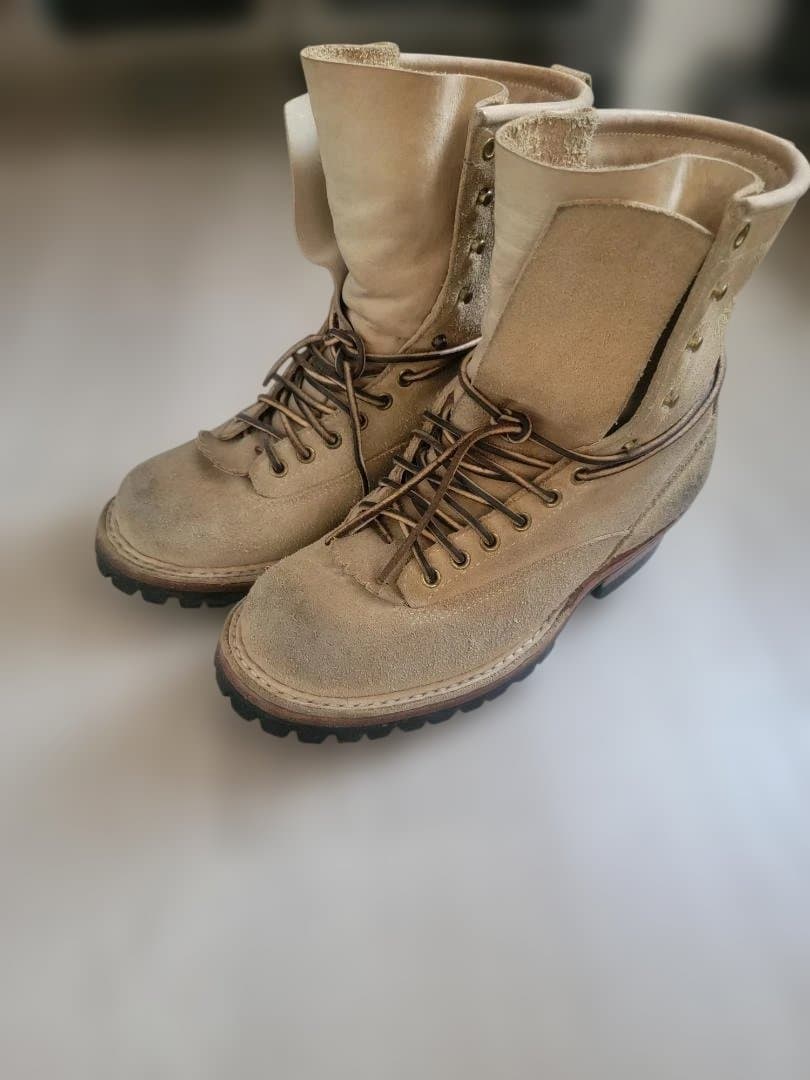 ホワイツ　ベージュ スエード ミリタリーブーツ ハイカット