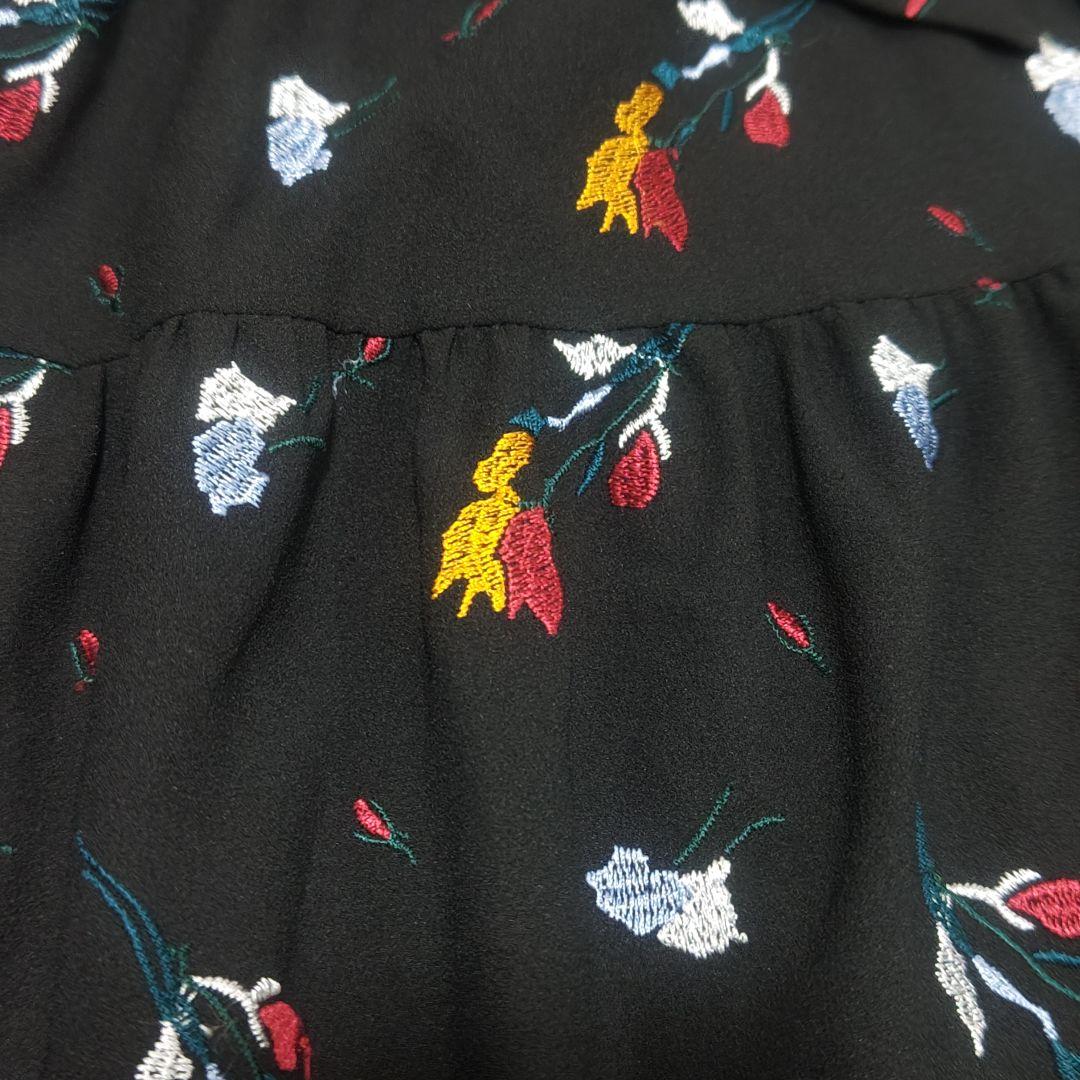 グレースコンチネンタル ボウタイ ティアード ロングワンピース 刺繍 花柄