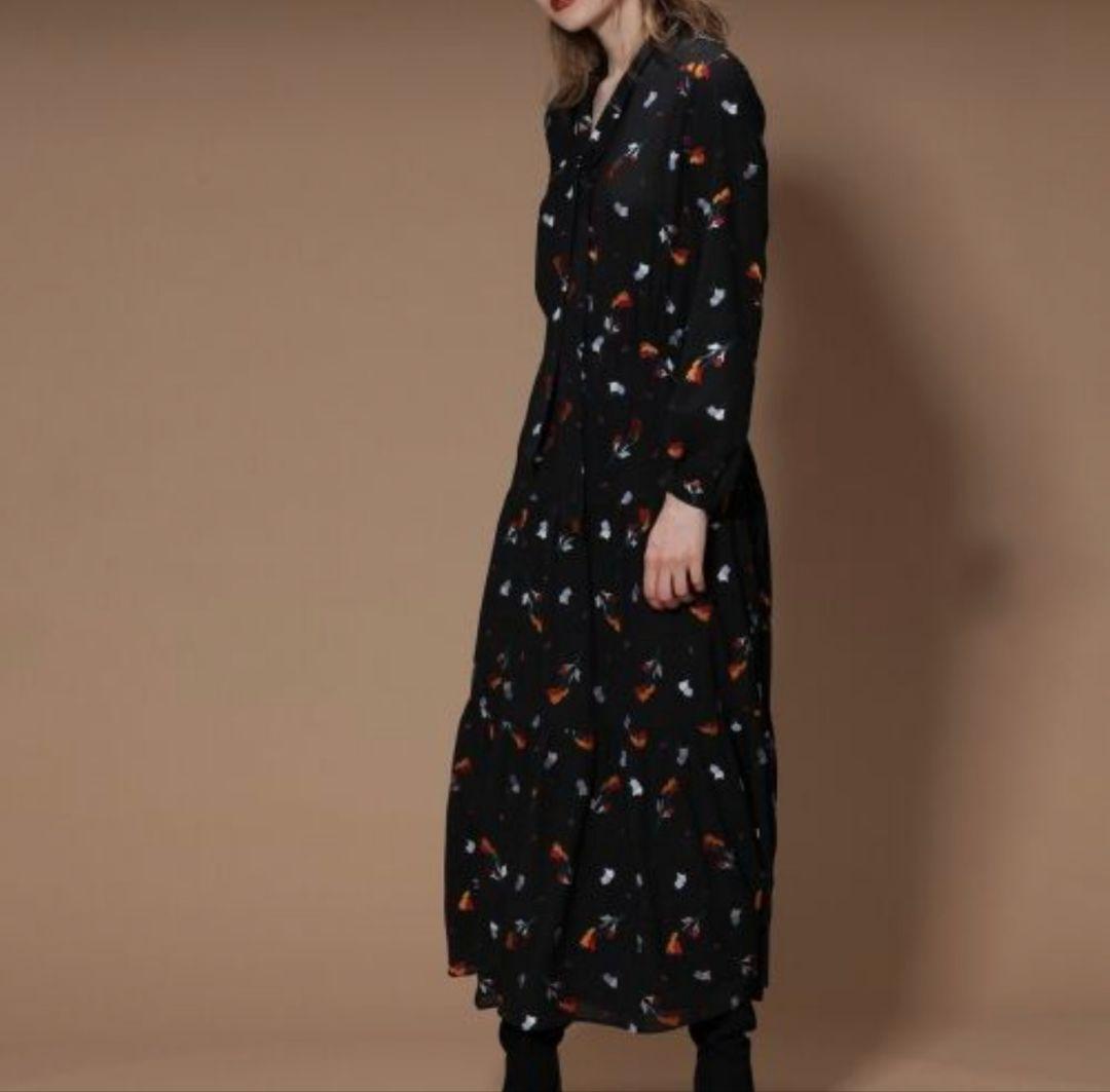 グレースコンチネンタル ボウタイ ティアード ロングワンピース 刺繍 花柄