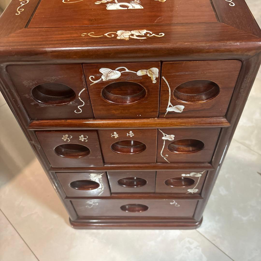 引き出し　小引き出し　家具　螺細　花梨　4段