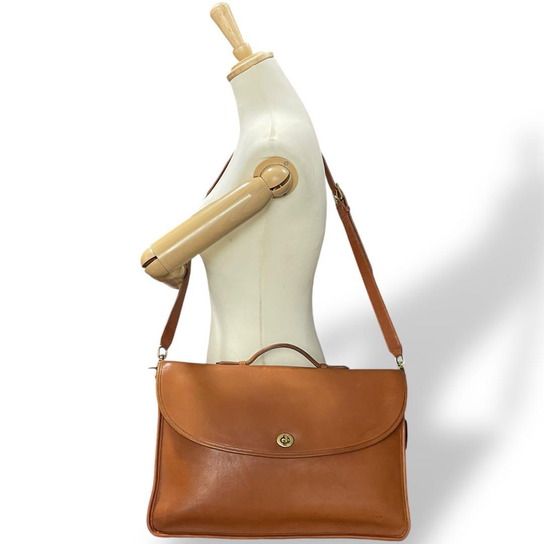 美品　A4可　オールドコーチ　ビジネスバッグ　2way ターンロック　レザー　茶