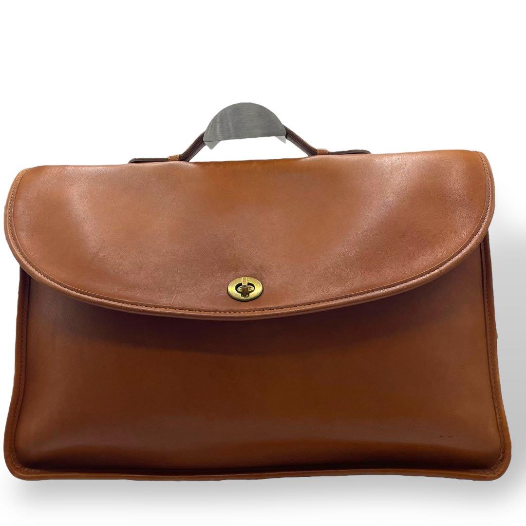 美品　A4可　オールドコーチ　ビジネスバッグ　2way ターンロック　レザー　茶