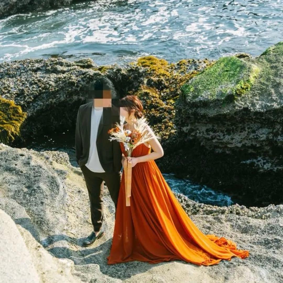 【りさ】カラードレス　テラコッタ　(前撮り・ウエディングドレス)